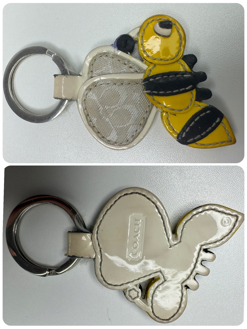 Coach Y2K Patent Leather Bumblebee Bumble Bee Fob Keychain - Picture 12 of 13